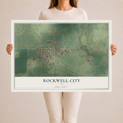 Map of Rockwell City, Iowa, 24 x 36 inch unframed archival matte print