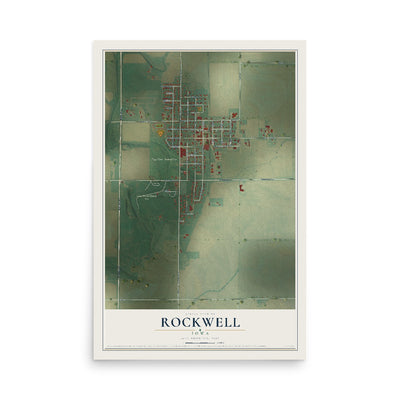 Map of Rockwell, Iowa, 12 x 18 inch unframed archival matte print