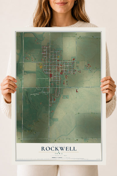 Map of Rockwell, Iowa, 18 x 24 inch unframed archival matte print