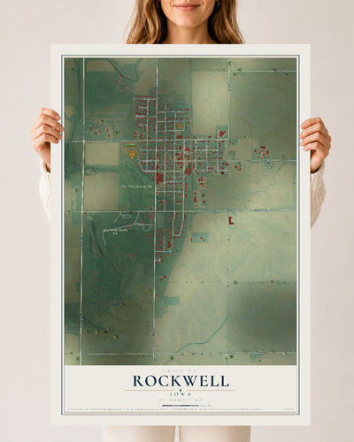 Map of Rockwell, Iowa, 24 x 36 inch unframed archival matte print
