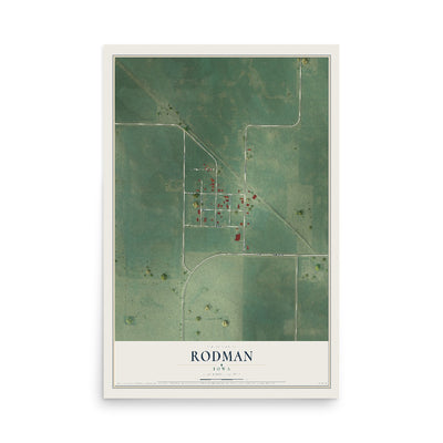 Map of Rodman, Iowa, 12 x 18 inch unframed archival matte print