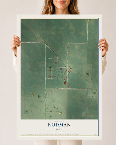 Map of Rodman, Iowa, 24 x 36 inch unframed archival matte print