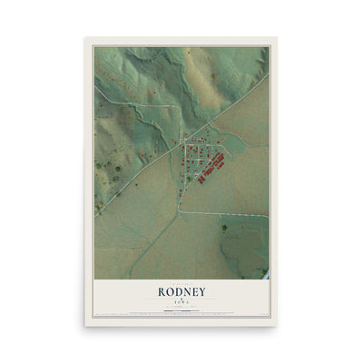 Map of Rodney, Iowa, 12 x 18 inch unframed archival matte print