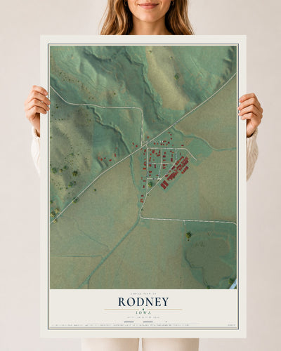 Map of Rodney, Iowa, 24 x 36 inch unframed archival matte print