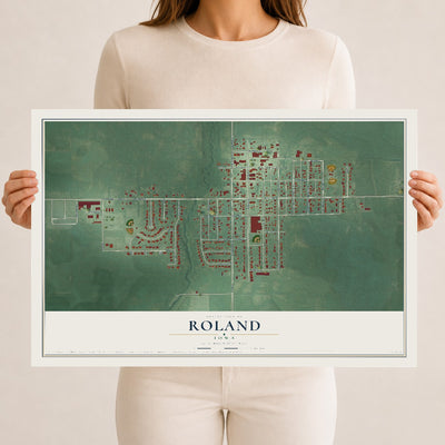 Map of Roland, Iowa, 12 x 18 inch unframed archival matte print