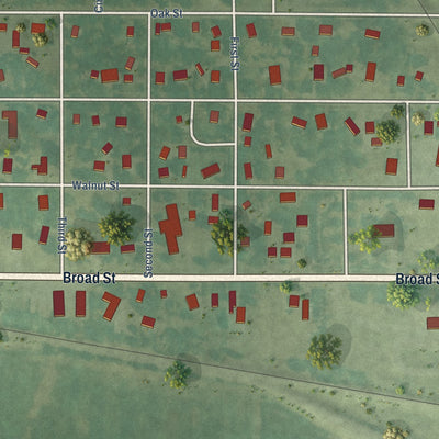 Second close-up of the map of Rolfe, Iowa print showing more streets and buildings