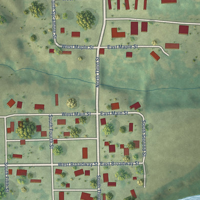 Close-up of the map of Rome, Iowa print showing street and building detail