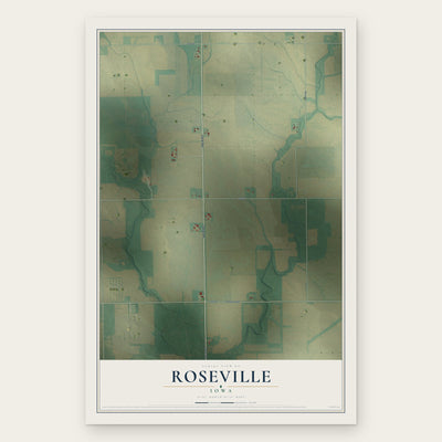 Roseville, Iowa map print, the full design