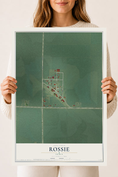 Map of Rossie, Iowa, 18 x 24 inch unframed archival matte print