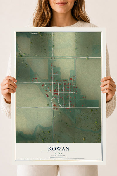 Map of Rowan, Iowa, 18 x 24 inch unframed archival matte print