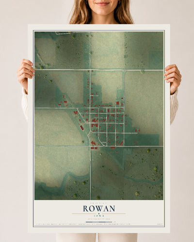 Map of Rowan, Iowa, 24 x 36 inch unframed archival matte print