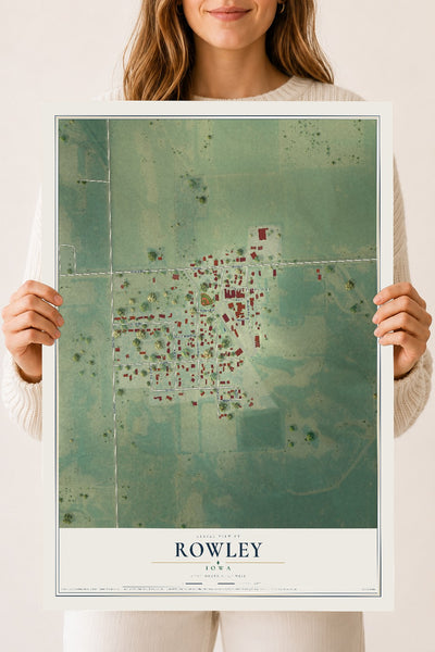 Map of Rowley, Iowa, 18 x 24 inch unframed archival matte print