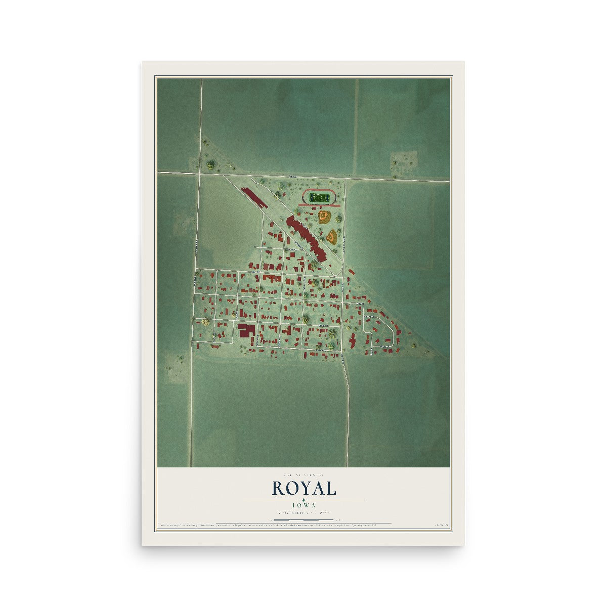 Map of Royal, Iowa, 12 x 18 inch unframed archival matte print