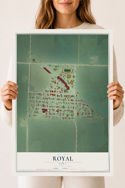 Map of Royal, Iowa, 18 x 24 inch unframed archival matte print