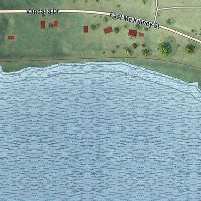 Second close-up of the map of Runnells, Iowa print showing more streets and buildings