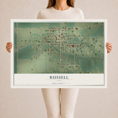 Map of Russell, Iowa, 24 x 36 inch unframed archival matte print