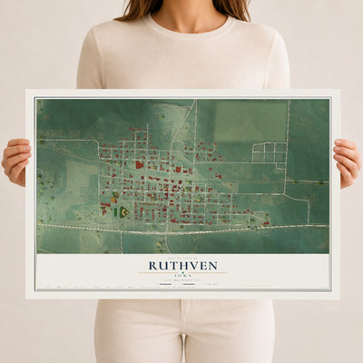 Map of Ruthven, Iowa, 12 x 18 inch unframed archival matte print