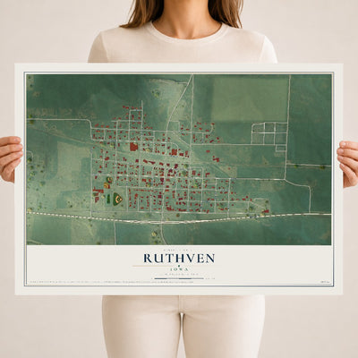Map of Ruthven, Iowa, 18 x 24 inch unframed archival matte print
