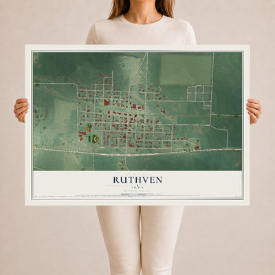 Map of Ruthven, Iowa, 24 x 36 inch unframed archival matte print