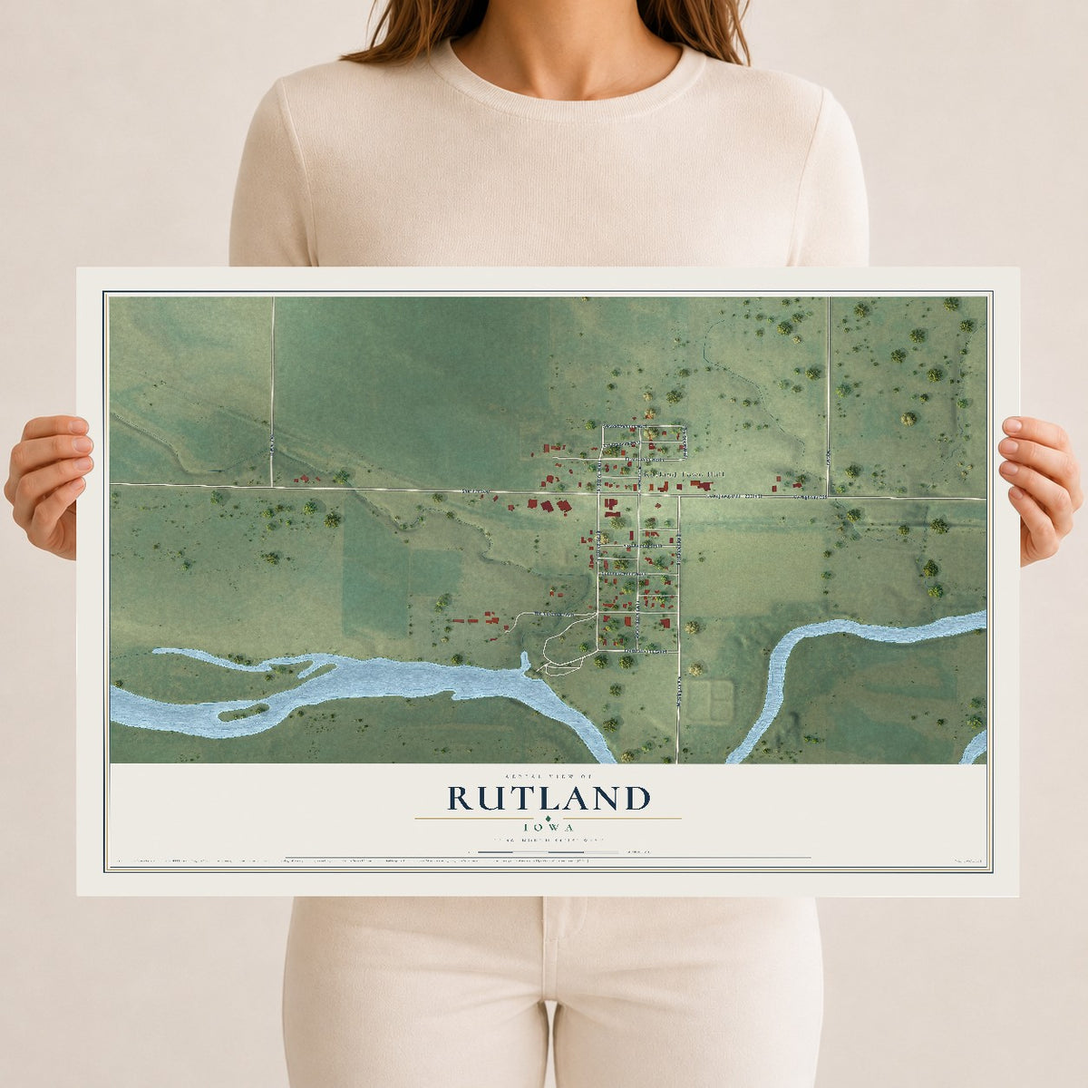 Map of Rutland, Iowa, 12 x 18 inch unframed archival matte print