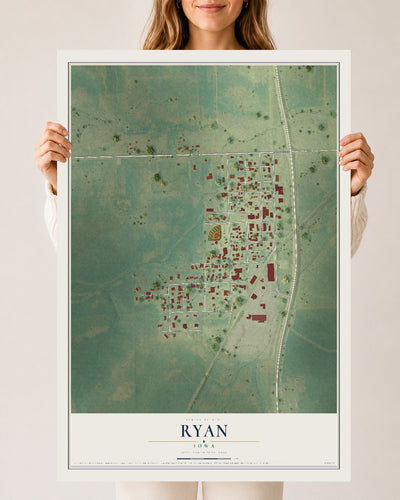 Map of Ryan, Iowa, 24 x 36 inch unframed archival matte print