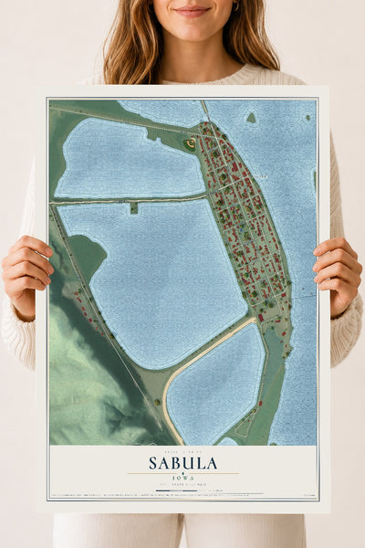Map of Sabula, Iowa, 18 x 24 inch unframed archival matte print