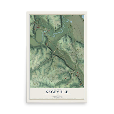 Map of Sageville, Iowa, 12 x 18 inch unframed archival matte print