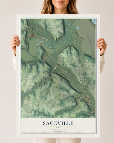 Map of Sageville, Iowa, 24 x 36 inch unframed archival matte print