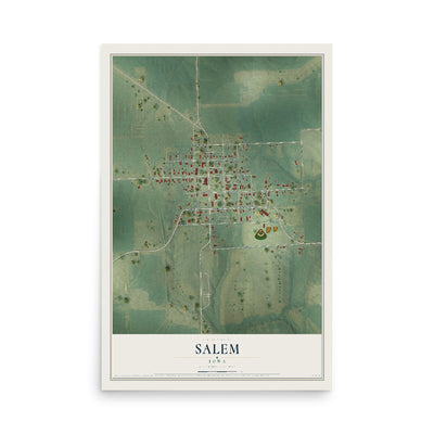 Map of Salem, Iowa, 12 x 18 inch unframed archival matte print