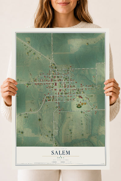 Map of Salem, Iowa, 18 x 24 inch unframed archival matte print