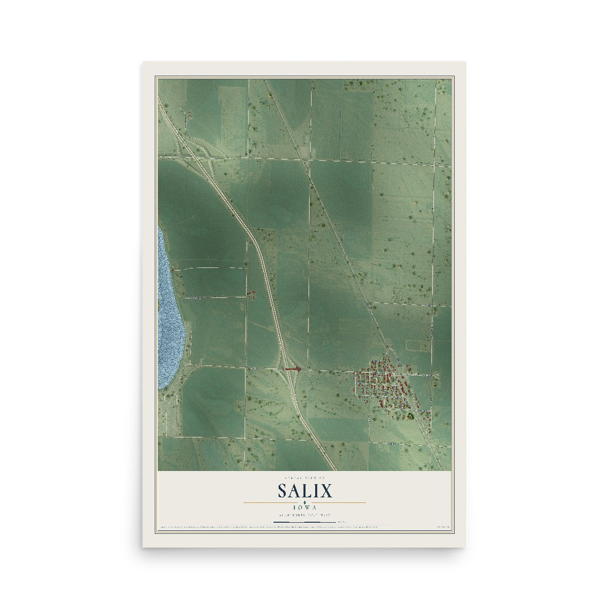 Map of Salix, Iowa, 12 x 18 inch unframed archival matte print