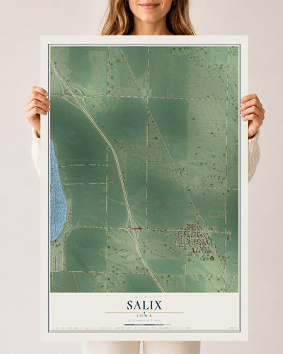 Map of Salix, Iowa, 24 x 36 inch unframed archival matte print