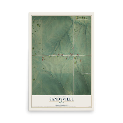Map of Sandyville, Iowa, 12 x 18 inch unframed archival matte print
