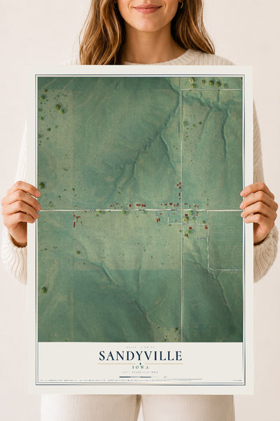 Map of Sandyville, Iowa, 18 x 24 inch unframed archival matte print
