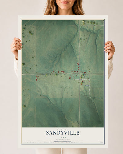 Map of Sandyville, Iowa, 24 x 36 inch unframed archival matte print