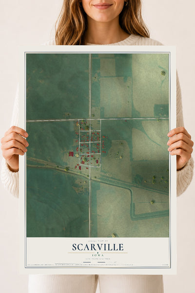 Map of Scarville, Iowa, 18 x 24 inch unframed archival matte print