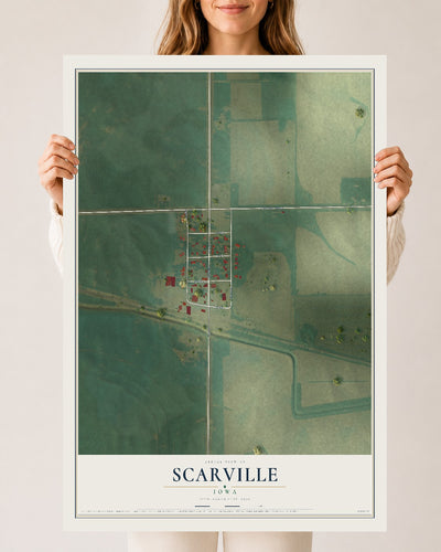 Map of Scarville, Iowa, 24 x 36 inch unframed archival matte print