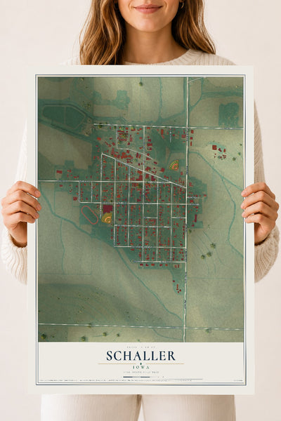 Map of Schaller, Iowa, 18 x 24 inch unframed archival matte print