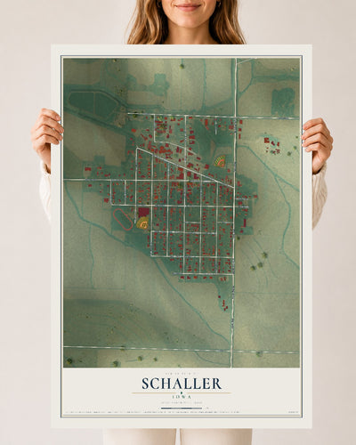 Map of Schaller, Iowa, 24 x 36 inch unframed archival matte print