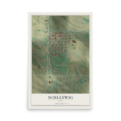 Map of Schleswig, Iowa, 12 x 18 inch unframed archival matte print