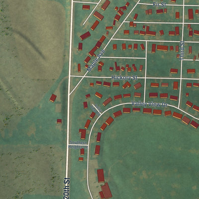 Second close-up of the map of Schleswig, Iowa print showing more streets and buildings