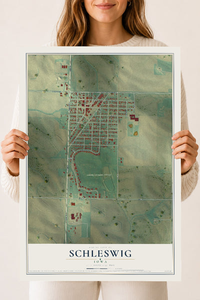 Map of Schleswig, Iowa, 18 x 24 inch unframed archival matte print