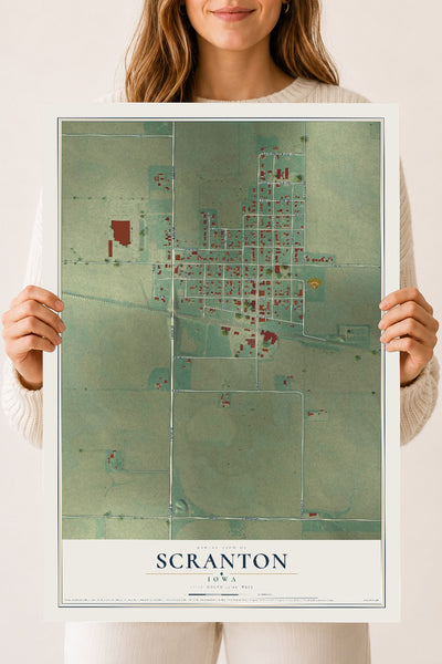 Map of Scranton, Iowa, 18 x 24 inch unframed archival matte print