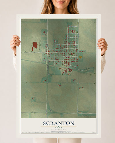Map of Scranton, Iowa, 24 x 36 inch unframed archival matte print