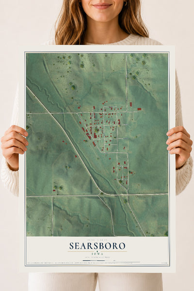 Map of Searsboro, Iowa, 18 x 24 inch unframed archival matte print