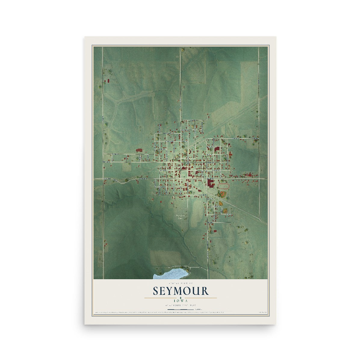 Map of Seymour, Iowa, 12 x 18 inch unframed archival matte print