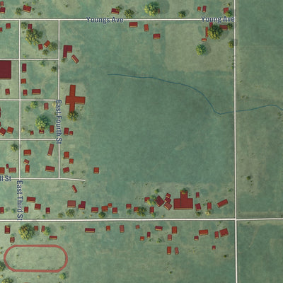Second close-up of the map of Seymour, Iowa print showing more streets and buildings