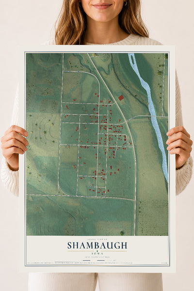 Map of Shambaugh, Iowa, 18 x 24 inch unframed archival matte print