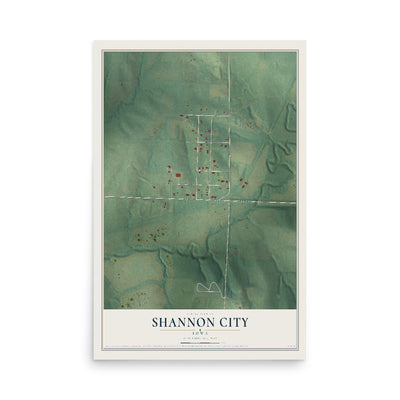 Map of Shannon City, Iowa, 12 x 18 inch unframed archival matte print