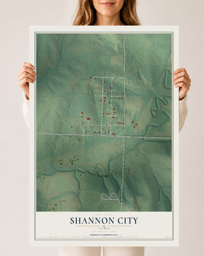 Map of Shannon City, Iowa, 24 x 36 inch unframed archival matte print
